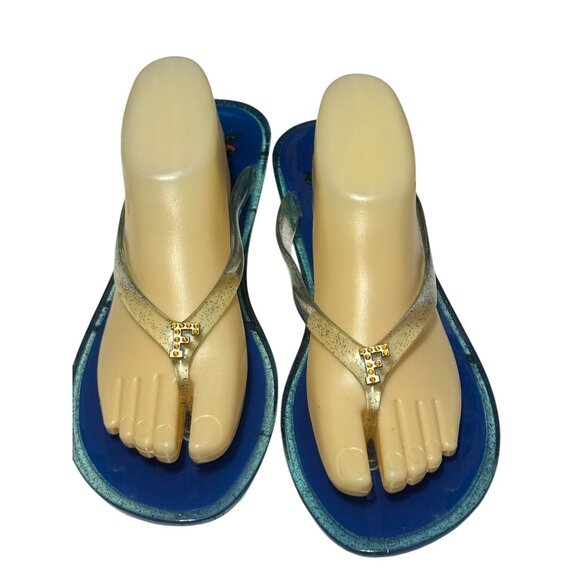 Florida Gators Blue Glitter Gel Flip Flops With Team Logo Charm - Unisex - Picture 4 of 12